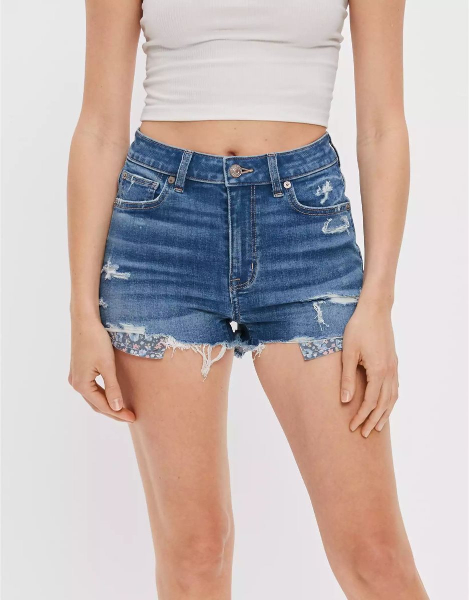 Shorts American Eagle AE Ne(x)t Level Super High-Waisted Denim Indigo Clair Femme | XQH-10289114